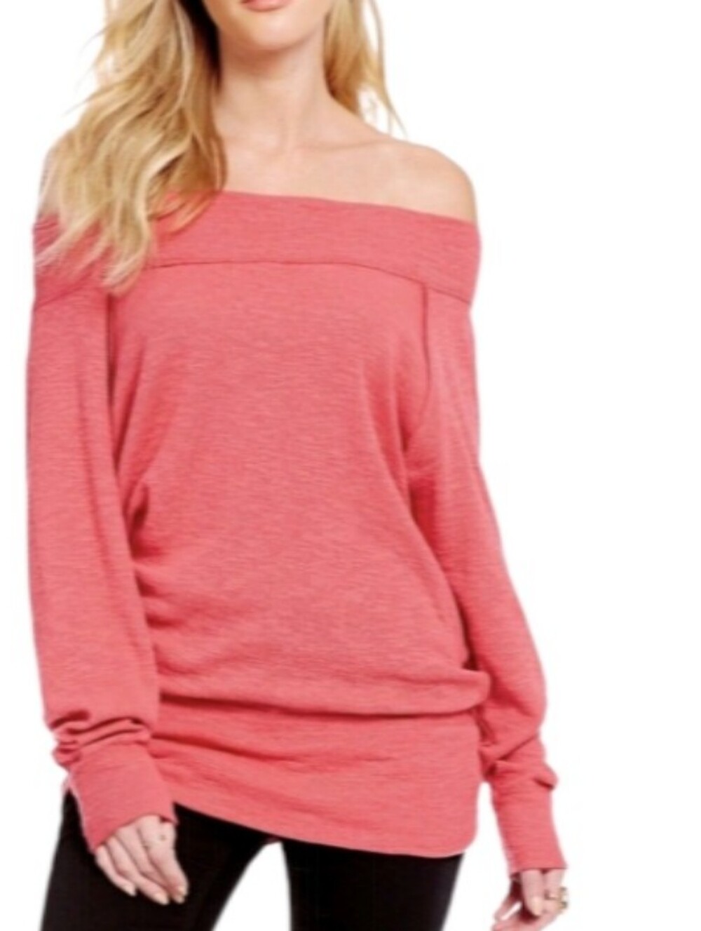 Free People Palisades Off-Shoulder Dolman Coral Top